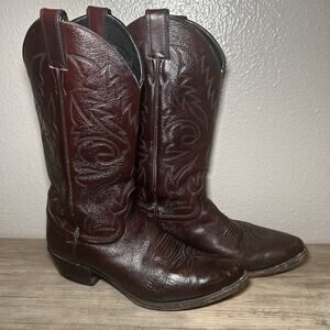 Justin Brown Leather Cowboy Western Boots Oxblood #2414 Men’s Size 9.5 D